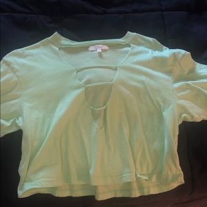 Green short sleeve croptop